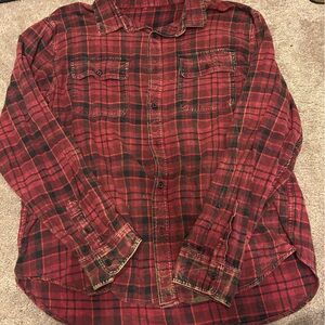 Urban Outfitters ReMADE Red and Black Plaid Shirt